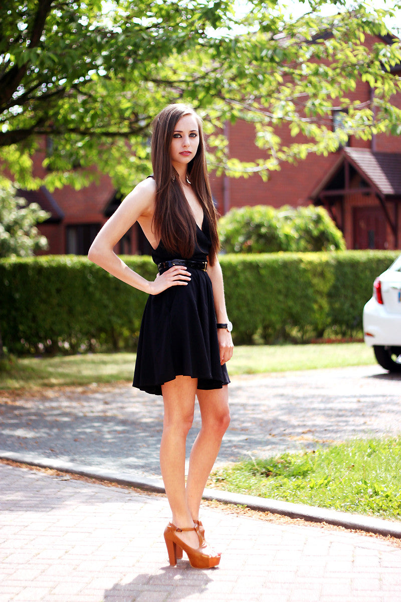 Black Cross Over Back Dress Thumbnail